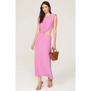 NEW $228 Scotch & Soda Draped Structured Shoulder Waist Cutout Midi Dress